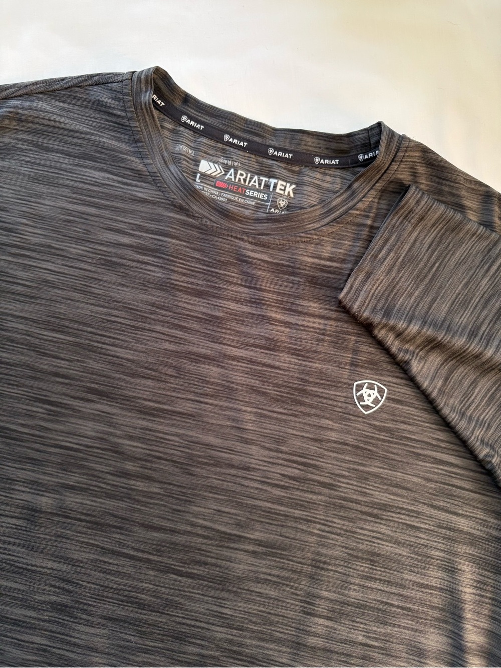 AriatTEK Men's Large Charger LS Performance T-Shirt Charcoal Heather Tech Tee